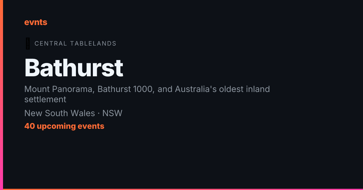 Bathurst Events — What's On in Bathurst, NSW | evnts